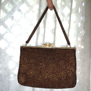 Vintage brown beaded purse
